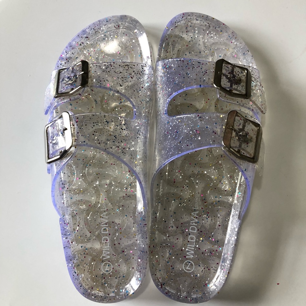 Clear Glitter Jelly Sandals